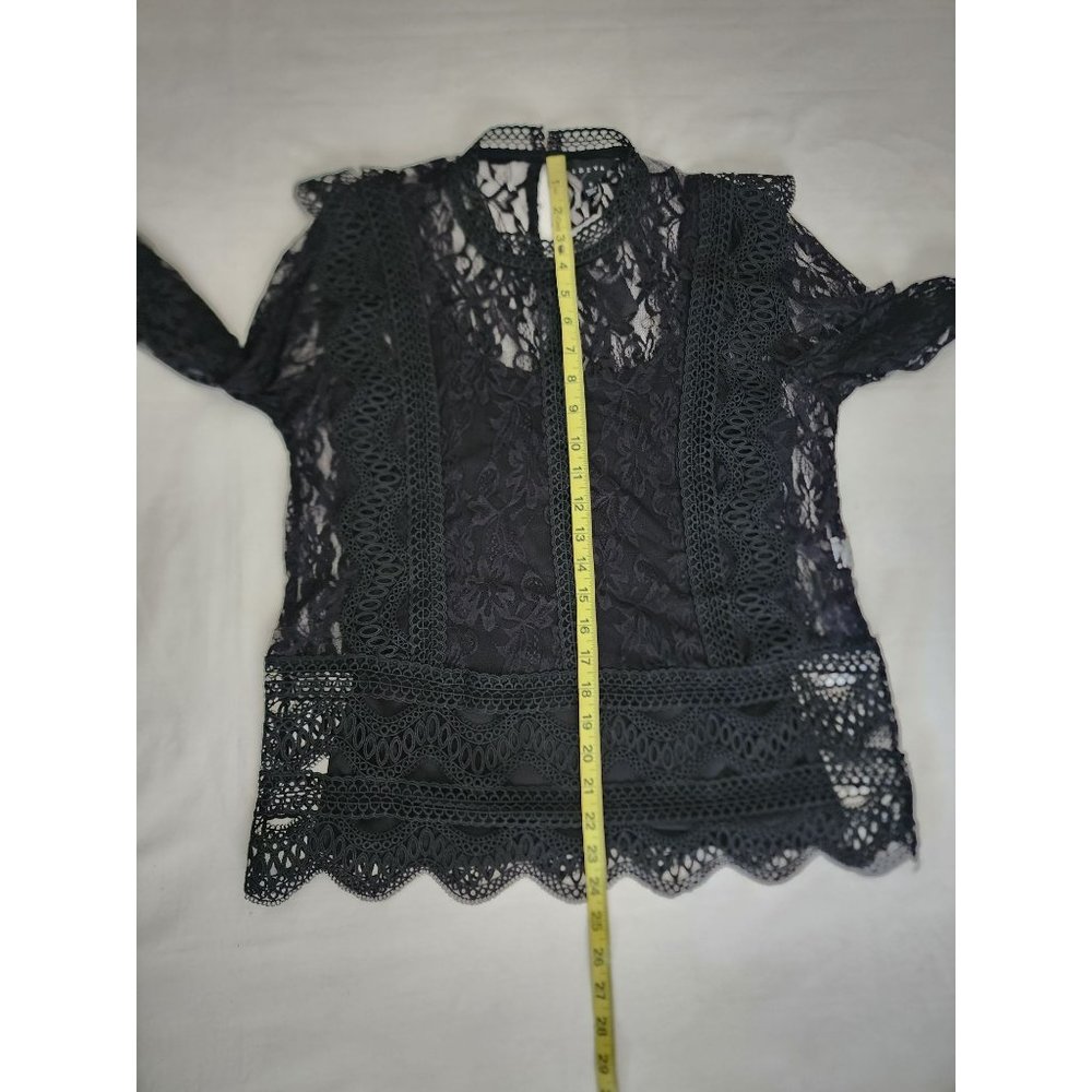 Adiva Women's Black Lace Long Sleeve Blouse Size Small New With Tags - Picture 13 of 13